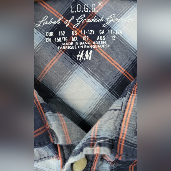 H&M Boy's Navy Plaid Shirt - Picture 3 of 3
